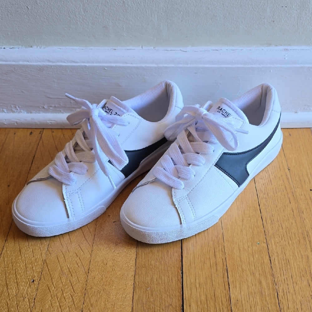 Rachel Zoe, Low-Top, Leather Sneakers, White & Black, EUC, Women's 8.5